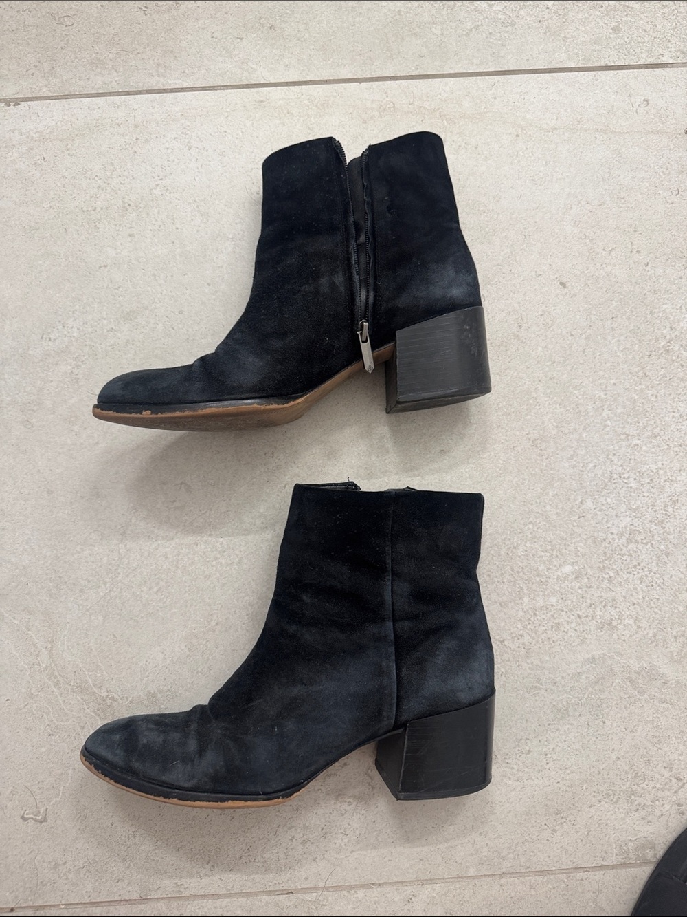 Sam Edelman Black Suede Ankle Booties with Block Heel